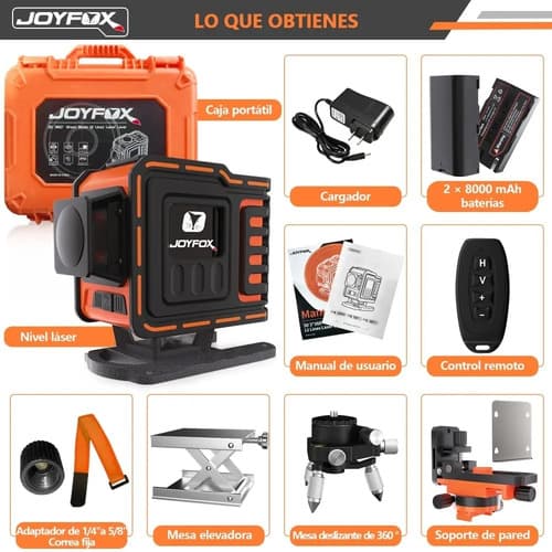 Nivel Láser Rotativo Joyfox L-186 12 Líneas 3d Autonivelante 360° Batería