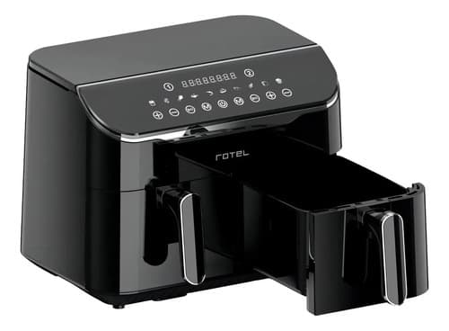 Freidora Sin Aceite Air Fryer Rotel Dual Canastos 4 + 4 Lt Color Negro