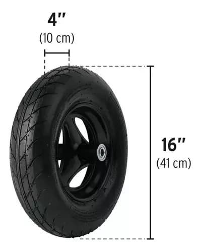 Carretilla 8 Ft3 Doble Llanta Neumática, Bastidores Acero