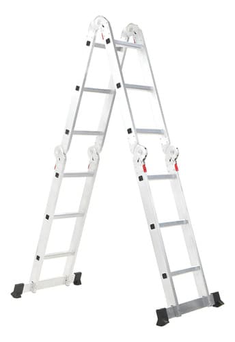 Escalera De Aluminio Multipropósito 12 Escalones 4x3 Plateado