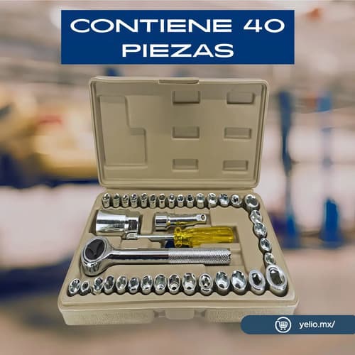 Juego De Dados Y Puntas Con Desarmador Matraca 40 Piezas