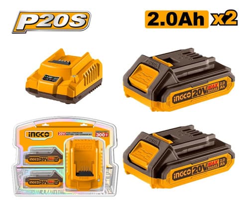 Linterna A Bateria 2000 Lumens 20v P20s Ingco + Fbcpk1222 Blanco Naranja Claro
