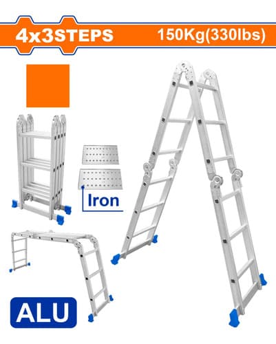 Escalera Andamio 12 Escalones Aluminio Con Plataforma Wadfow Inox