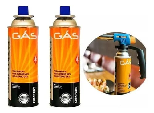 12 Latas De Recarga De Gas Campgas Ntk 227 G Para Chimenea Blanco