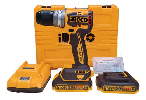 Taladro Percutor Compacto Brushless + 2 Bat Y Accesorios Amarillo