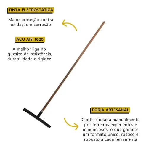 Rastrillo Escoba Tarza Con 14 Dientes Y Mango De Metal