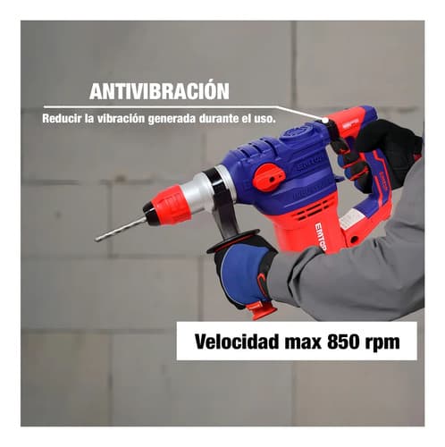 Rotomartillo Sds Plus Emtop Erhrp1502 Industrial 1500w 5.5j Color Rojo
