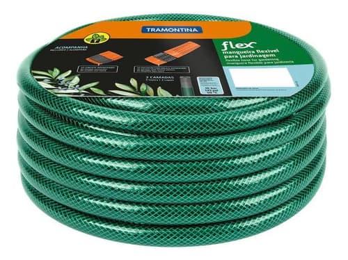Manguera De Jardín Flexible Tramontina De 3 Capas, 30 M, Color Verde