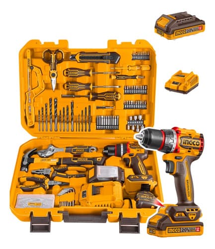 Kit Atornillador Percutor Valija + 165 Acc Ingco Hkthp11651