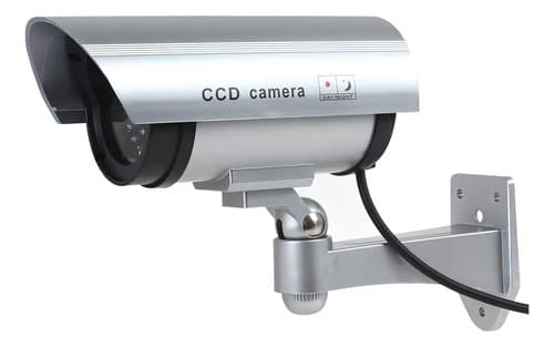 Cámara De Seguridad Falsa Uniquexceptional Exterior Led Infrarrojo Metal Color Silver