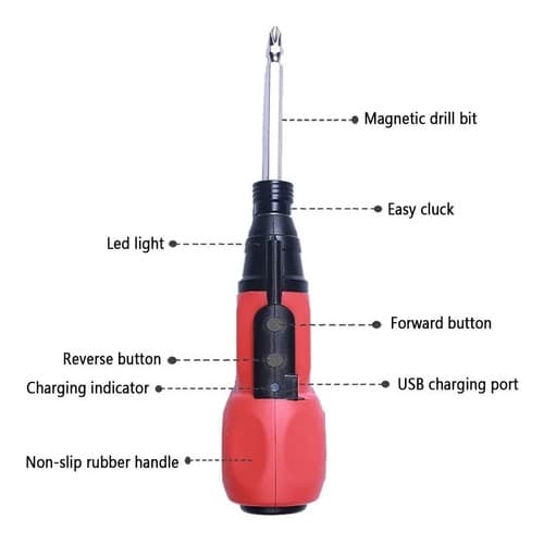 Destornillador Inalámbrico Atornillador Equus 3.7v Litio Color Rojo Frecuencia 0