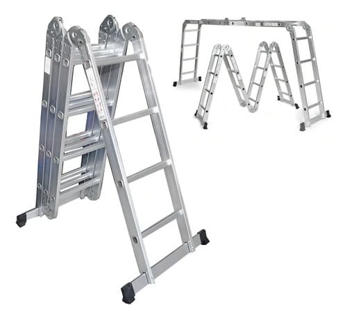 Escalera 4.7mtrs De Aluminio Multifuncional Lh1671 Color Plateado
