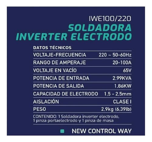 Soldadora Inverter Electrodo 100amp Worktool Gris