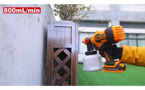 Pistola De Pintar Ingco 20v 800 Ml/min + Accesorios Amarillo Y Negro