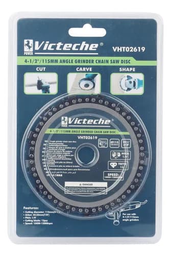 Disco De Sierra De Cadena Para Amoladora 115mm Victeche Gris Oscuro