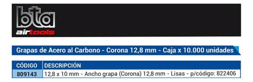 Grapas Grampas Lisas 10 Mm X 12,8 Mm X 10.000 Unidades Bta