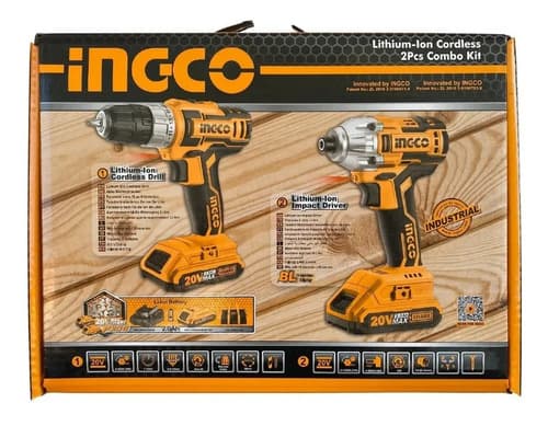 Kit Taladro Inalámbrico + Destornillador Impacto Ingco Amarillo 50/60hz
