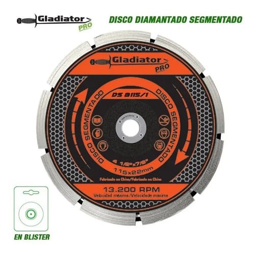 Disco Diamantado Segmentado Gladiator Pro 115mm Ds8115/1