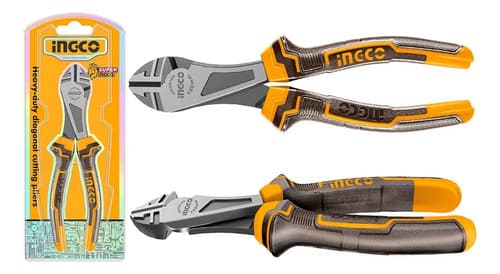 Alicate Corte Diagonal 7'' 180mm Ingco Heavy Duty Industrial Acero Al Carbono Mango Ergonomico Hhdcp08188 Negro