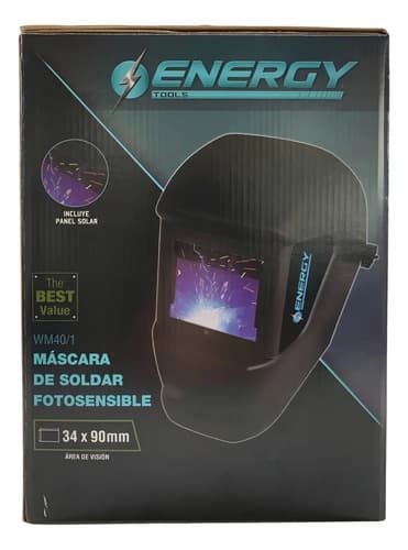 Máscara De Soldar Fotosensible Energy Wm40/1 Negro 30x88 Mm