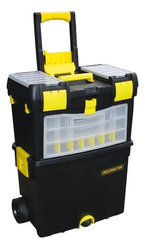 Caja De Herramientas Crossmaster 9931052 De Plástico Con Ruedas 47cm X 54cm X 63cm Negra Y Amarilla Negro/amarillo