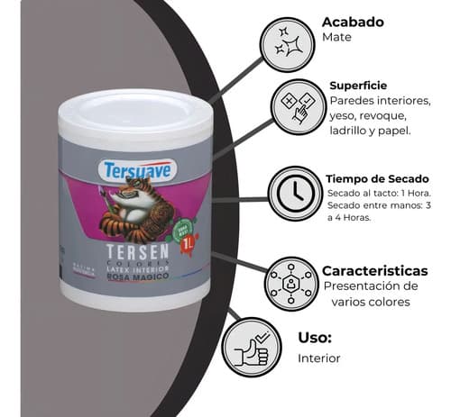 Latex Interior Tersen Mate 1 Litro Tersuave Color Rosa
