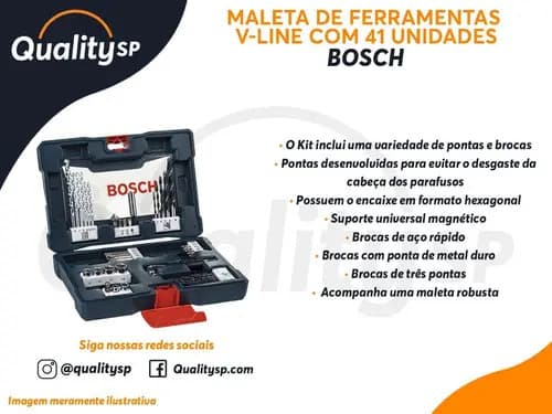 Kit De Herramientas Bosch V-line De 41 Unidades, Taladros Y Brocas, Color Azul