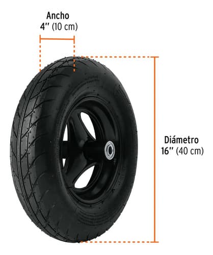 Carretilla 7ft3 Expert Plástica,2llantas 103007 Color Naranja