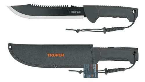 Machete Doble Filo 10 Cacha Inyectada, Truper Con Funda 103015