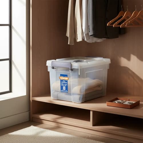 Caja Contenedor Plastico Apilable Transparente 87lt Wadfow Transparente Lisa