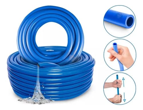 Manguera De Jardin Para Riego 20 Metros C/acoples Y Soporte Azul