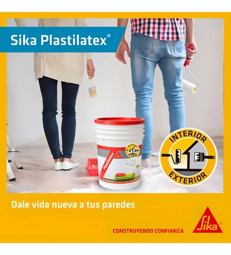 Latex Interior Exterior Antihongos Sika Plastilatex 20 Lt Acabado Mate Color Blanco