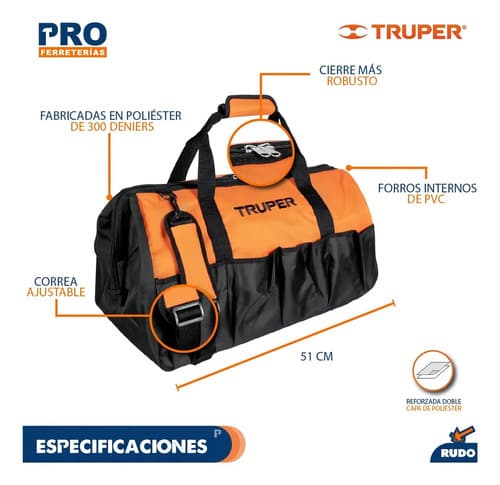 Porta Herramientas Maleta 20'' Truper 17104 Naranja/negro