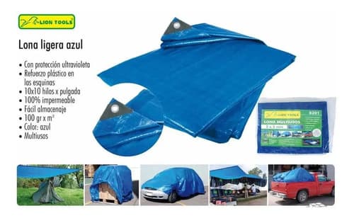 Toldo De Lona Azul Lion Tools Resistente Al Agua