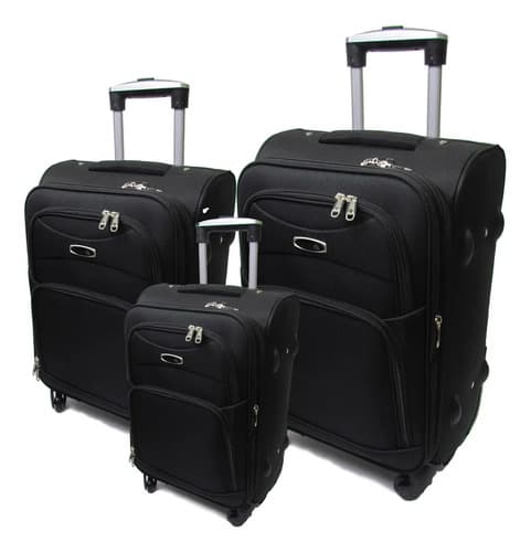 Valija De Tela Premium Con Fuelle 20 - Valijas Carry On Color Negro Liso