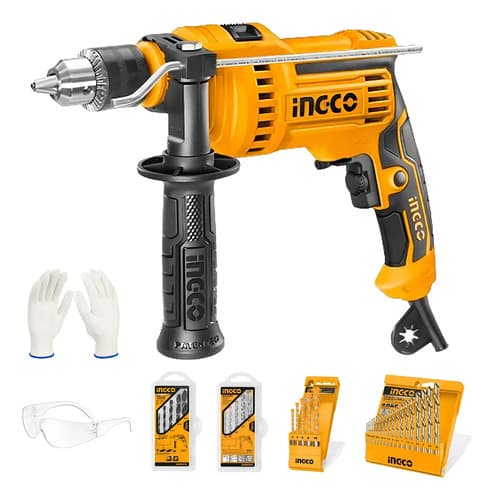Taladro Percutor Ingco 850w + Mechas Metal Madera Concreto Color Amarillo Frecuencia 50hz/60hz