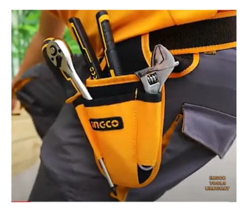 Bolsa Coleto Porta Herramientas 5 Bolsillos Para Cinturón Color Amarillo