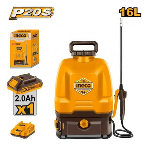 Fumigador Pulverizador Ingco 20v Mochila, Batería Y Cargador Color Amarillo