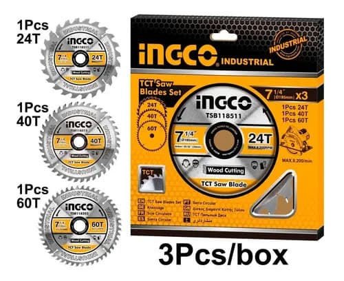 Set 3 Discos Cortes 7 1/4 P Circular Ingco Ma Color Amarillo
