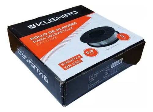 Alambre Para Soldar Sin Gas Flux 0.8mm Rollo 5kg Mig Kushiro Plateado