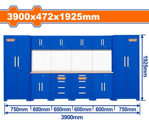 Gabinete Modular Taller De Trabajo 3900x472x1925mm C 4 Gabin Azul