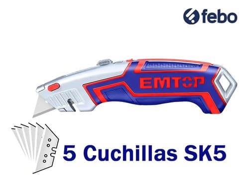 Cutter De Seguridad Emtop Esnkt6118 Color Plateado - 1 Unidad