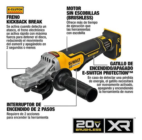 Miniamoladora Angular Inalámbrica Dewalt Max Dcg413fb De 50 Hz/60 Hz Color Amarillo 850 W + Accesorio