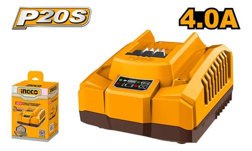 Cargador Rápido Ingco Para Baterías De 20v Con Indicador De Carga