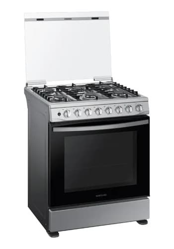Cocina A Gas 6 Hornallas Samsung Nx52a5411cs Rejilla Hierro Color Gris Negro