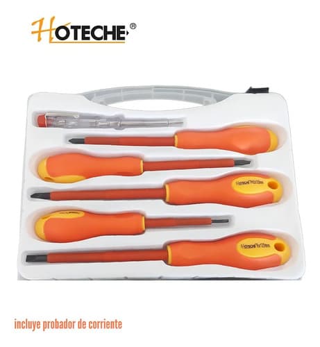 Set De Desarmadores Hoteche Con Probador De Corriente De 6 Piezas