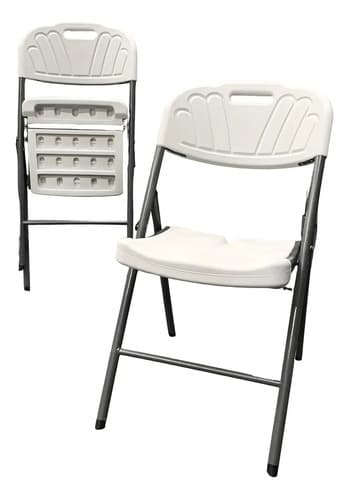 Silla Plegable De Metal Y Pvc Blanca Blanco