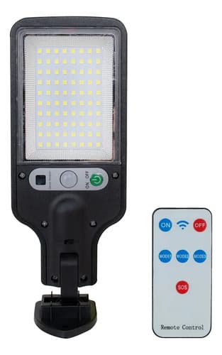 Luz Exterior Solar 65w Led Con Sensor De Movimiento Y Control Remoto Negro