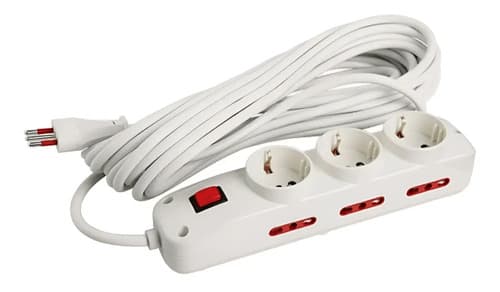 Alargue Conatel 5m Blanco 3 Tomas Schuko 6 Modulares Con Llave Encendido