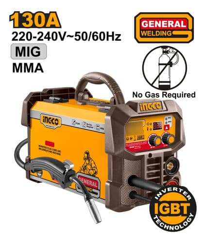 Soldadora Inverter Fcaw Mig/mma 130a 220-240v Ingco Fc13018 Naranja